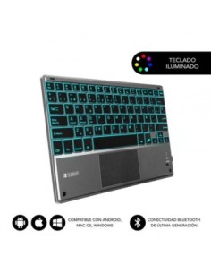 Subblim teclado retroiluminado bluetooth smart backlit bt keyboard touchpad grey