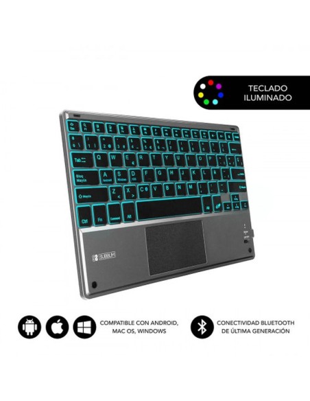 Subblim teclado retroiluminado bluetooth smart backlit bt keyboard touchpad grey