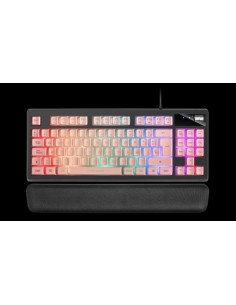 Mars gaming teclado gaming h-mecanico compacto tkl mkaxpes botones color pink estructura black boton roller tecnologia h-mech