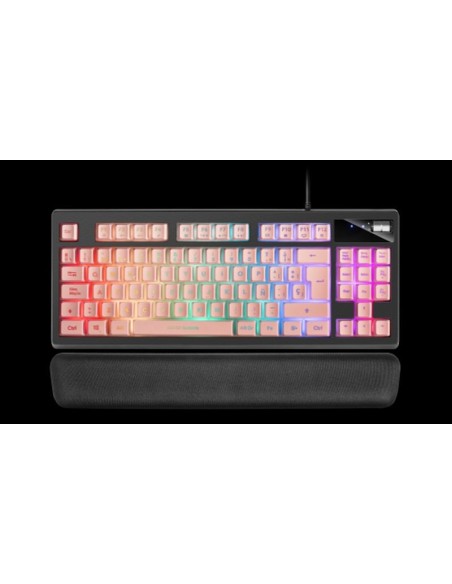 Mars gaming teclado gaming h-mecanico compacto tkl mkaxpes botones color pink estructura black boton roller tecnologia h-mech