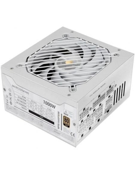 Mars gaming fuente de alimentacion mpb1000psi 1000w 80 plus gold blanca ventilador 14cm