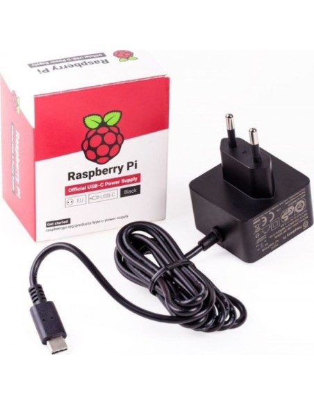 Raspberry fuente de alimentacion pi 4 usb-c 5.1v 3a negro