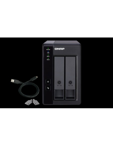 Qnap unidad de expansion nas 2 bay tr-002 almacenamiento conectado directo con raid de hardware usb-c de 2 bahías