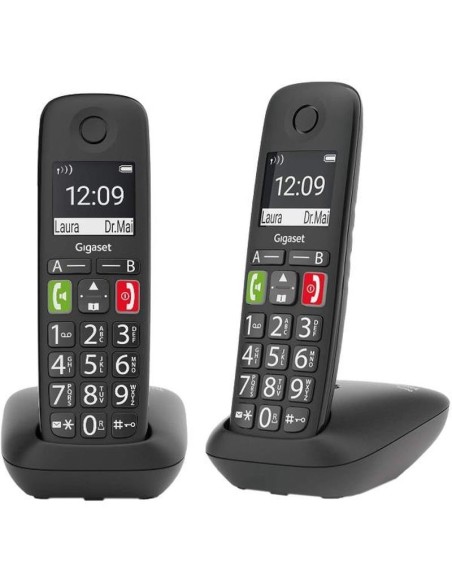 Gigaset telefono inalambrico dect e290 duo teclas grandes negro