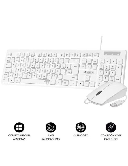 Subblim teclado y raton combo business slim cssk02/ blanco