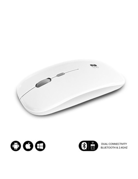 Subblim raton optico wireless dual flat mouse recargable blanco