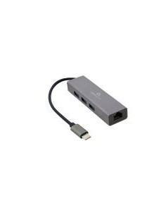 Gembird adaptador de red usb-c gigabit con concentrador usb 3.0 de 3 puertos