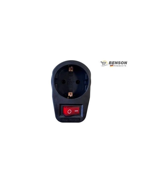 Benson Adaptador De Enchufe Con Boton Negro