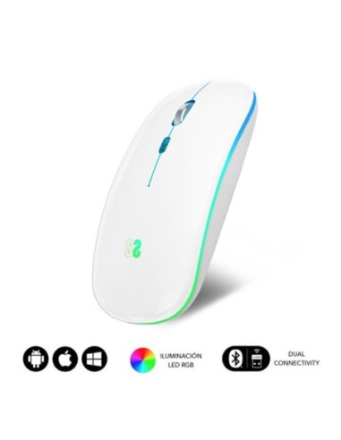 Subblim raton optico wireless led dual flat mouse white