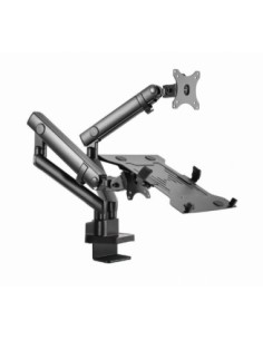 Gembird brazo de monitor ajustable de mesa para 2 monitores + bandeja notebook