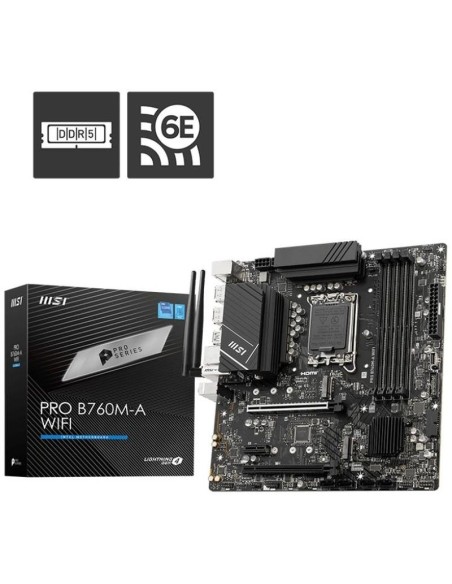 Msi placa base pro b760m-a wifi ddr5 lga1700 gen 12.ª - 13.ª / 4xddr5 / 2xm.2