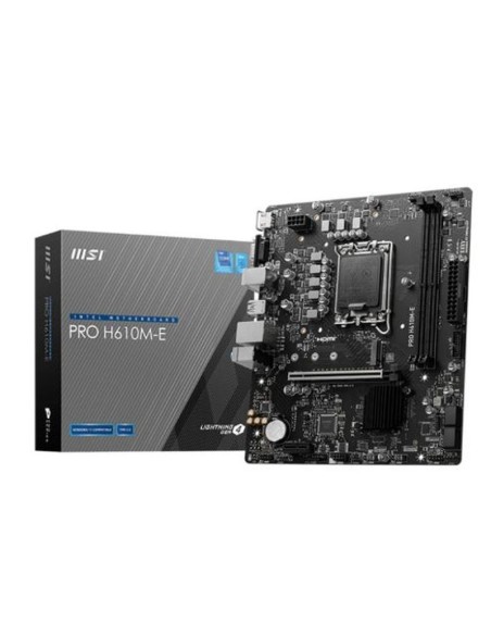 Msi placa base pro h610m-e ddr5 lga1700 14th/ 13th/ 12th gen/ 2xddr5/ 1xhdmi/ 1xvga/ micro atx