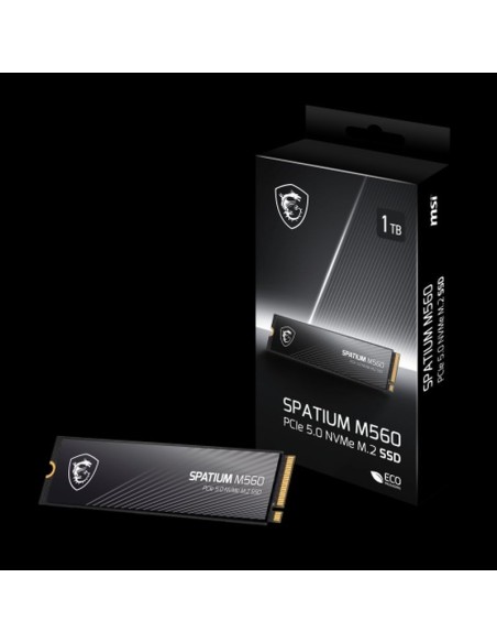 Msi disco duro ssd spatium nvme m.2 1tb m560 pcie 5.0 velocidad de lectura 13600 mb-s - velocidad de escritura 13600 mb-s