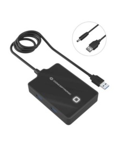 Conceptronic hub usb 4 puertos 3.0 negro con alimentador