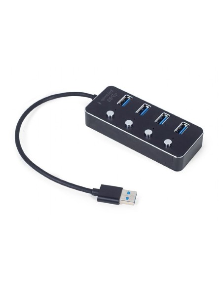 Gembird hub usb 3.1 4 puertos con interruptor negro