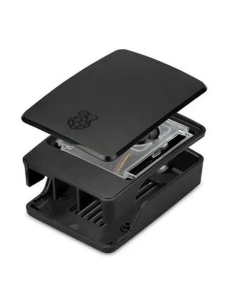 Raspberry caja para pi 5 con ventilador negra y gris