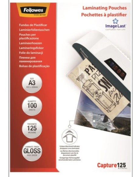 Fellowes fundas plastificar a3 125 micras glossy 100ud