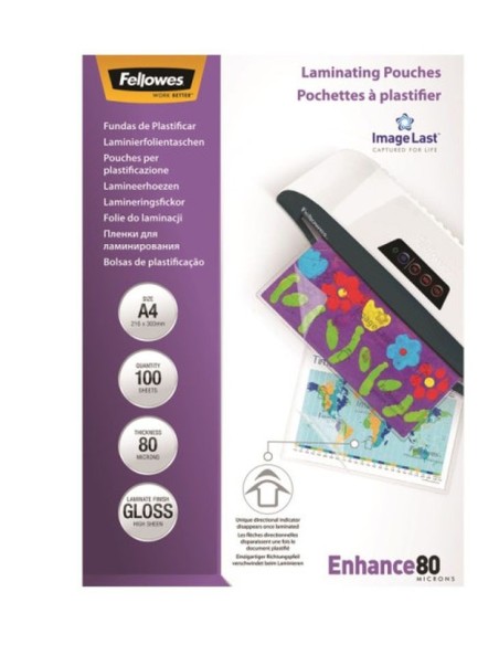 Fellowes fundas plastificar a4 80micras 100ud