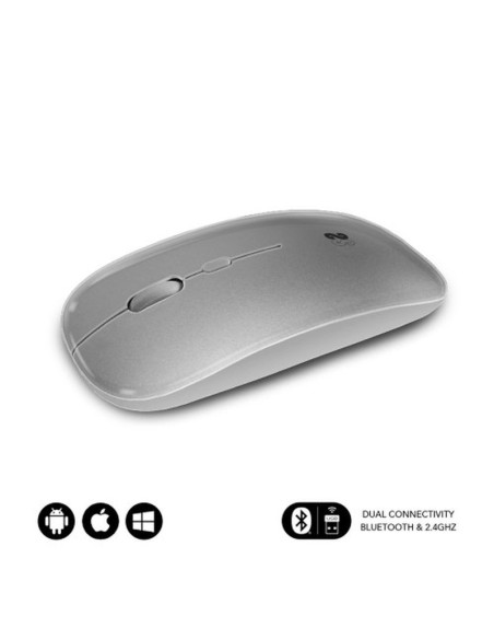 Subblim raton optico wireless dual flat mouse recargable silver