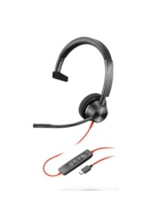 Poly auriculares con cable blackwire 3310 + adaptador usb-c/a