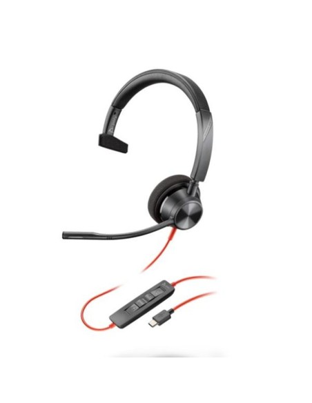 Poly auriculares con cable blackwire 3310 + adaptador usb-c-a