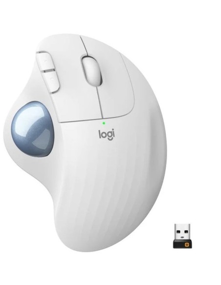 Logitech raton trackball inalambrico ergo m575/ 2000dpi/ blanco crudo