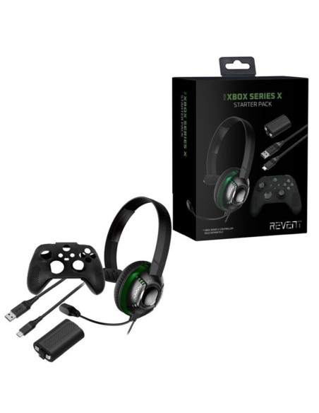 Revent kit xbox serie x - auricular chat+funda mando silicona+cable carga con bateria recargable