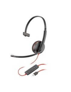 Poly auriculares con cable blackwire 3210 + adaptador usb-c-a