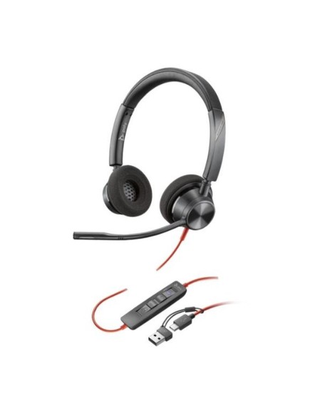 Hp poly auricular blackwire 3320 usb-c + adaptador usb-a