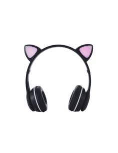 One+ auriculares bluetooth nc3228 orejas de gato negro 250mah - fm - microsd - iluminacion led