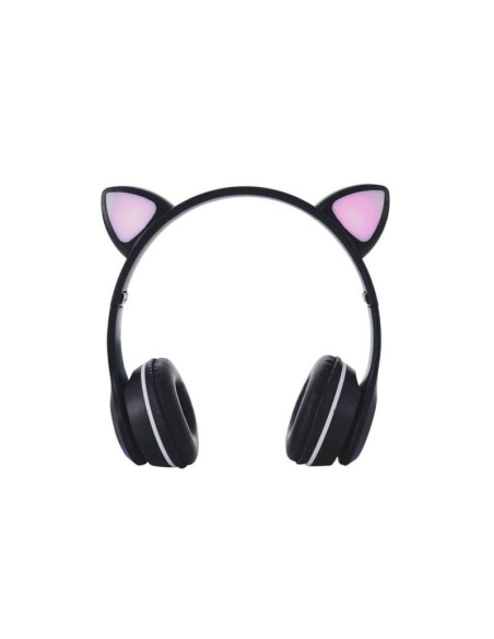 One+ auriculares bluetooth nc3228 orejas de gato negro 250mah - fm - microsd - iluminacion led