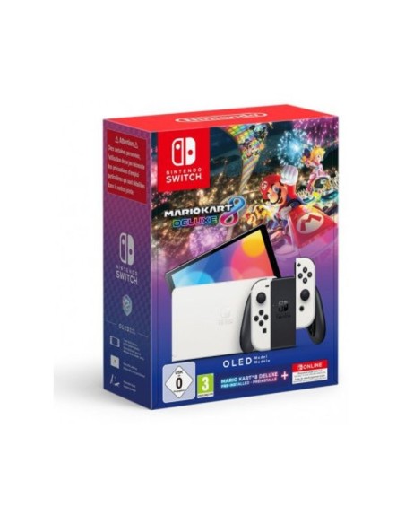 Nintendo consola nintendo switch oled blanca + mario kart 8 deluxe