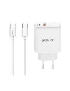 Savio cargador pared la-10 30w blanco con cable