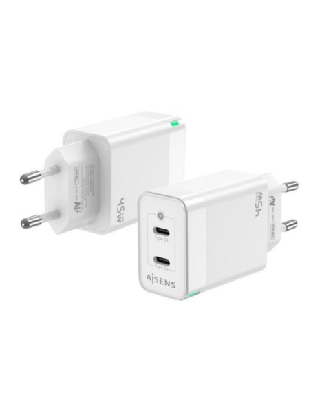 Aisens cargador pared asch-45w2p005-w- 45w- 2xusb-c -blanco