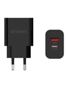 Aisens cargador pared a110-0682 usb-c- usb 20w negro