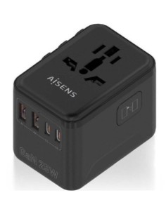 Aisens cargador pared universal gan asps-2a2c08-bk toma de corriente universal- 2 x usb-c- 25w