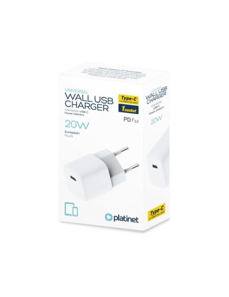 Platinet cargador pared 1x usb-c 20w