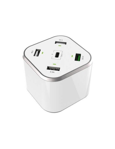 Aisens cargador de escritorio 48w blanco 3xusb-a + 1xusb-c + 1xusb qc3.0