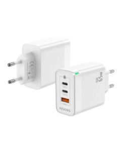 Aisens cargador pared asch-65w3p007-w- 65w- 1xusb- 2xusb-c -blanco