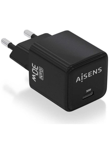 Aisens cargador gan de pared asch-30w1p036-bk usb-c 30w negro