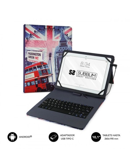 Subblim funda con teclado keytab pro micro usb - usb c england