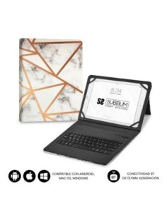 Subblim funda con teclado keytab pro bt para tablet de 9- 11 marmol blanco