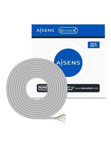 Aisens Bobina De Cable Rj45 Utp Awg23 Cca (Aleacion) A135-0660 Cat. 6 - 100m - Gris