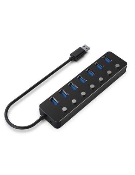 Gembird hub usb 3.1 7 puertos con interruptor negro