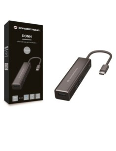 Conceptronic hub usb-c a puertos usb 3.0 y lector de tarjetas sd / microsd donn08b
