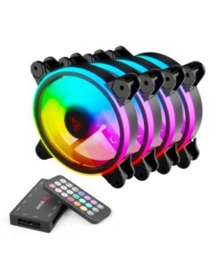 Savio kit 4 ventiladores pc con mando a distancia argb 120 mm-6 pines-control por voz-1200 rpm