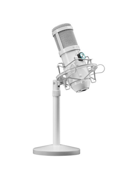Mars gaming microfono profesional sobremesa usb blanco mmicxw alta definicion 96khz adc y doble capsula conexion usb soporte
