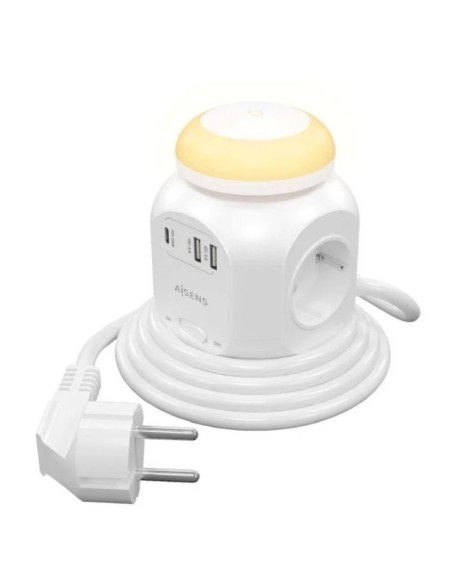 Aisens Regleta 4 Tomas Con Interruptor - Blanco 4 Tomas De Corriente - 1 Usb Tipo-C - 2 Usb - Cable 1.8m