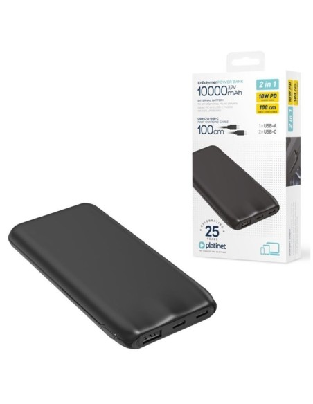Platinet powerbank 10000mah 37w negra