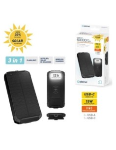 Platinet powerbank 10000mah camping cargador solar inalámbrico 15w negro